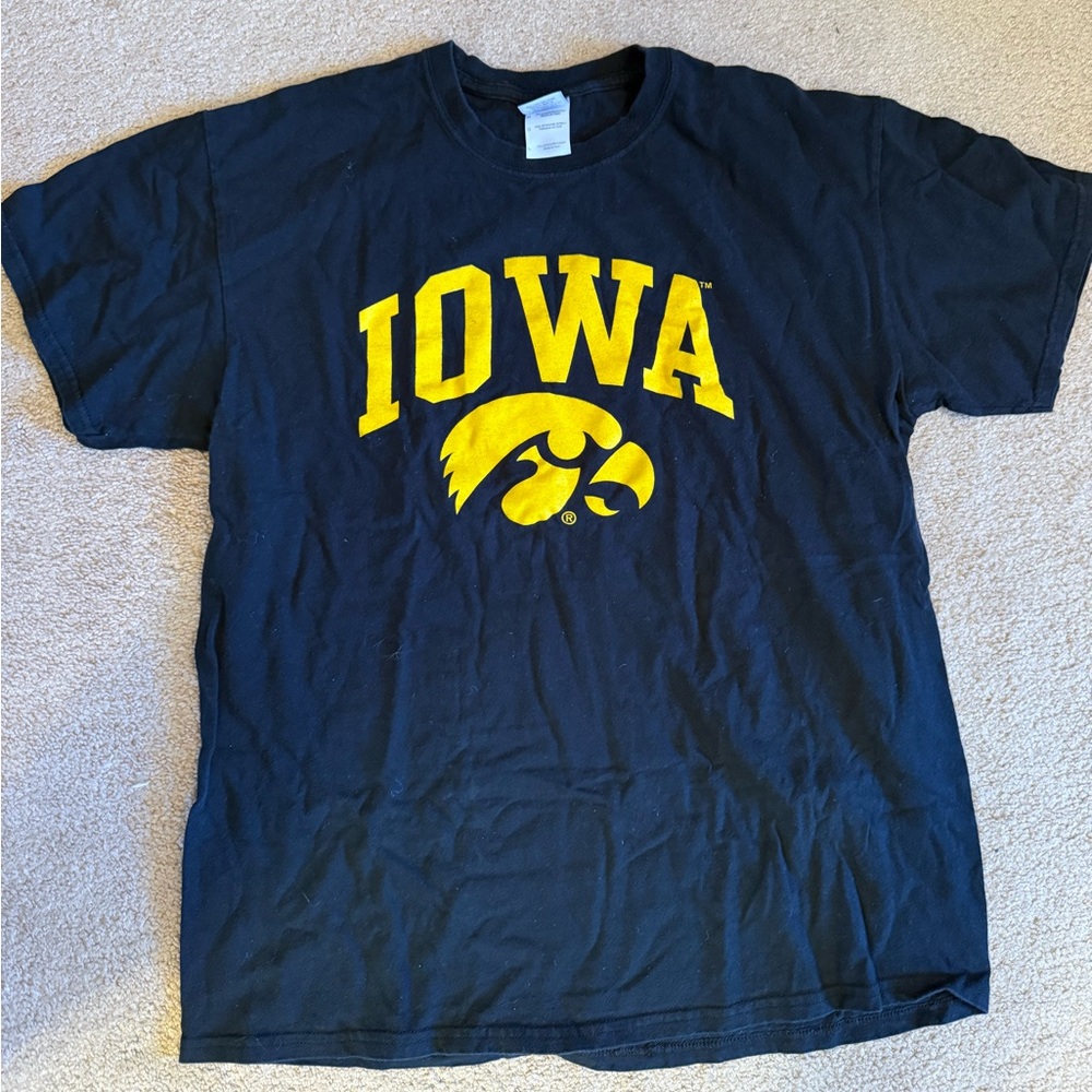 Gildan Black Iowa Hawkeye Cotton Tee